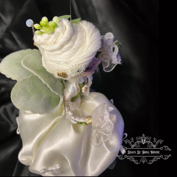 *SOLD* Flower Fairy Doll Puppet OOAK Sculpted Green Forest White Angel Sprite - Picture 7 of 15
